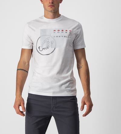 Castelli Casual T-Shirt Heren Wit Zilver - MAURIZIO TEE WHITE SILVER GRAY RED-2XL