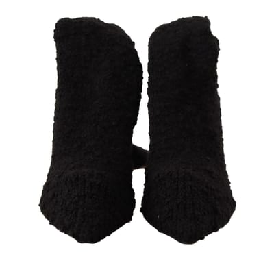 Dolce & Gabbana Dames Zwarte Rekbare Kousen Tot de Knie Booties Schoenen