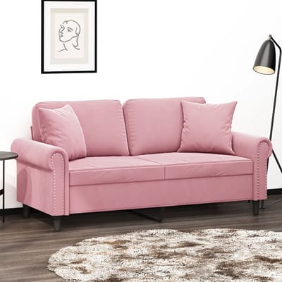 vidaXL - Tweezitsbank - met - sierkussens - 140 - cm - fluweel - roze
