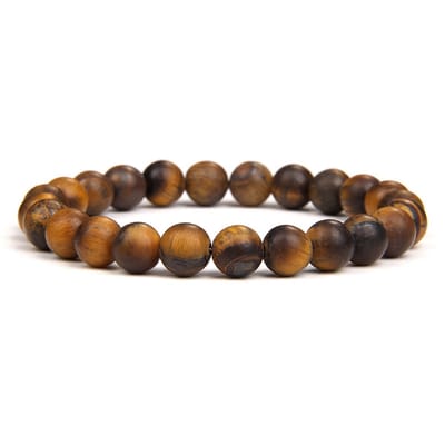Bixorp Gems Matte Tijgeroog Edelstenen Armband 8mm kralen - Gepolijste Edelsteen Kralenarmband - 18cm