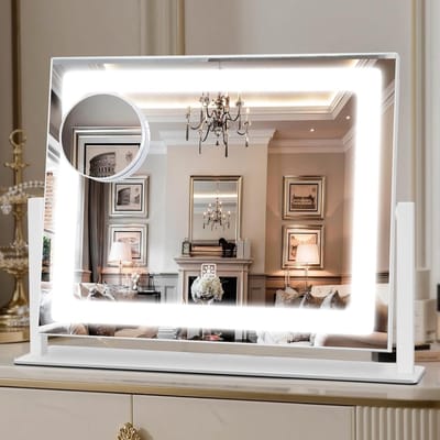 Verlichte Make-up Spiegel - Professionele Spiegel - Make-up Aanbrengen - 3 Kleuren Instelbaar - 360 Graden Draaibaar - Wit