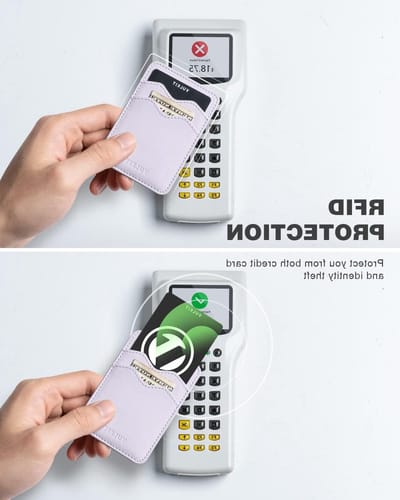 Slimme Leren Telefoon Kaarthouder - Zelfklevende RFID Blokkering voor Creditcards - Geschikt voor Smartphone en Handtas