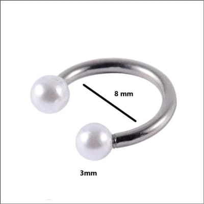Aramat Jewels | Piercings | Witte Parel ronde Oorpiercing | | | |8mm | Staal | Volwassenen | Verkleurd niet