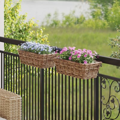 vidaXL - Hangende - Plantenmand - GENDT - 2 - st - Natuurlijk - Bruin - Kubu - Rattan