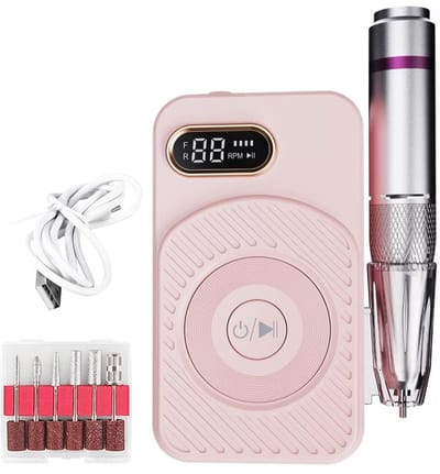 longziming -Multifunctionele Elektrische Nagelvijl - Professionele Draadloze Nagelfrees 45.000 RPM – Oplaadbare Elektrische Nagelboor met LCD Display & 6 Bits – Voor Gel, Acryl, Manicure en Pedicure