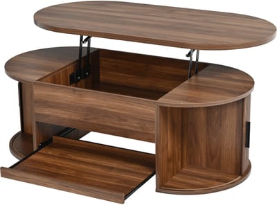 Salontafel met Heffunctie - Verborgen Opbergruimte - MDF Walnoot - Woonkamer - 110x55 cm