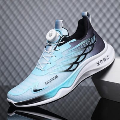 Roterende Gesp Sneaker Heren Nieuw Platform Ademend Mesh Hardloopschoenen Anti-Slip Jeugd Casual Schoenen 44 black