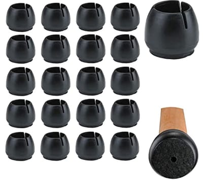 Ronde Stoelpootkappen 20 Stuks - Vloerbescherming en Geluidsreductie voor Meubels (25-29MM, Zwart)