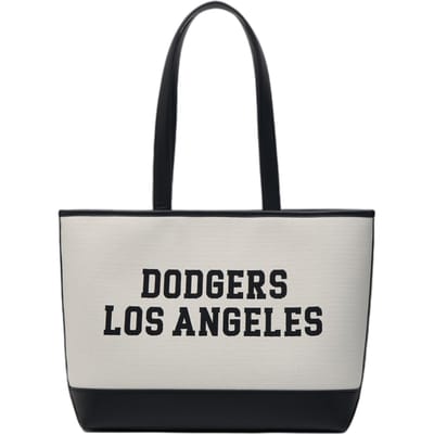 MLB LA Letter Grote Capaciteit Lichtgewicht Polyester Katoen Tote Bag Reistas Student Schoudertas Handtas Unisex tote bag Crème 3AORL104-07CRM Cream white