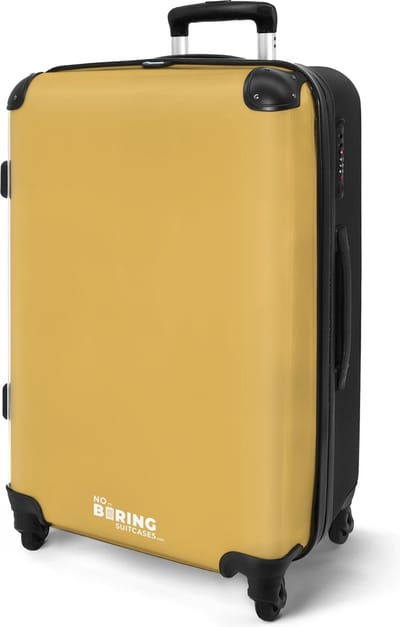 NoBoringSuitcases.com® - Koffer groot oker geel - Gele rolkoffer lichtgewicht - Reiskoffer met 4 wielen - Grote trolley XL - 20 kg bagage - Vakantie valiezen op wieltjes