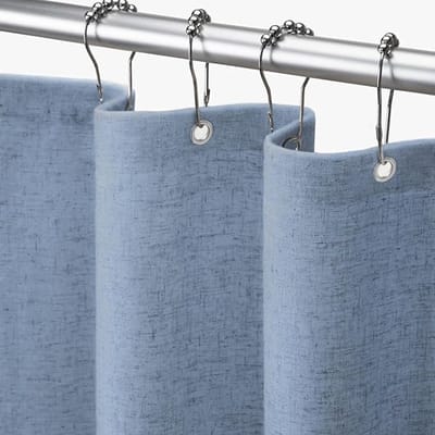Douchegordijn Linnen- Luxe Badkamer Gordijn in Scandinavische Stijl - Waterafstotend Douchegordijn 183x198 cm - Dikke Kwaliteit voor Badkamer en Douche-Middenblauw