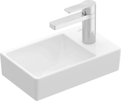 Fontein Wastafel - Kleine Wasbak - Badkamer Inrichting - Met Kraangat Rechts - 36x22x9 cm - Wit