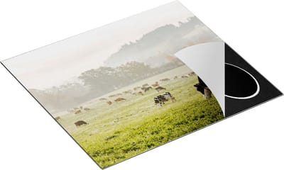 Chefcare Inductie Beschermer Zwart Witte Koeien in de Wei - 60x50 cm - Afdekplaat Inductie - Kookplaat Beschermer - Inductie Mat