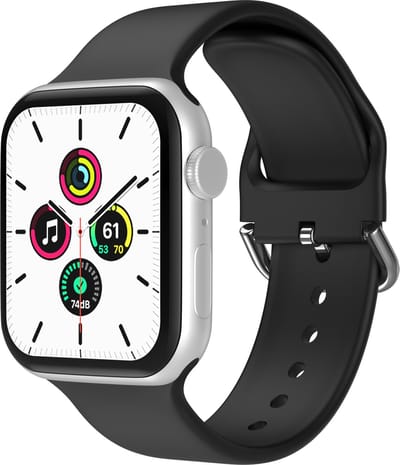 Bandje geschikt voor Apple Watch 42/44MM - Geschikt voor Series 1/2/3/4/5/6/7/8/9/SE/Ultra 1&2 - Maat L - Horlogebandje - Siliconen - Zwart