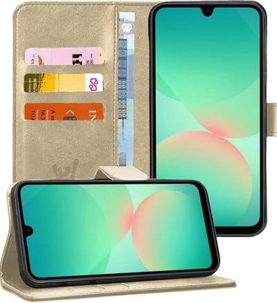 Hoesje geschikt voor Samsung Galaxy A17 5G / A26 - Portemonnee Book Case Goud