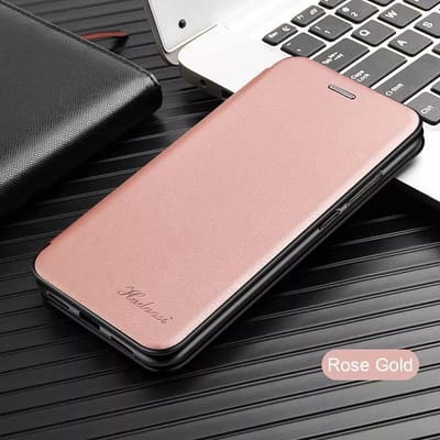 Flip Case met Kaarthouder en Magneetsluiting + Screenprotector voor Galaxy S10 Lite - Roze Goud