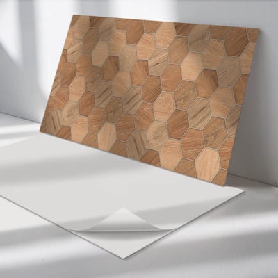 Wallfluent Vinyl Wandpaneel - Zeshoekig tegelpatroon Vinyl Wandbekleding - 120 cm x 60 cm - Bruin PVC wandpaneel - Verpakking van 1 stuk - Rechthoekig Wandbekleding Vinyl - Texturen Wandpaneel - Zelfklevend Muurpaneel - Wandpaneel Keuken en Badkamer
