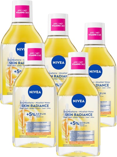 NIVEA Serum-infused Skin Glow Micellair water - Reinigingswater - Cleanser - Make up remover - Voordeelverpakking - 5 x 400 ml