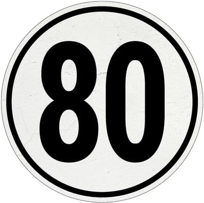 Tempo 80 bord | Sign Again materiaal | 10 cm