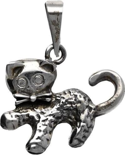 Zilveren Poes groot kettinghanger