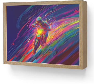 Nachtlampje 40x30 cm - Kinder lamp - Crossmotor - Neonkleuren - Lijnen - Helm - Tafellamp kinderkamer draadloos - Slaapkamer lampje - Bedlamp kinderen - Kinderlampje - Wandlamp babykamer - Nachtlampjes
