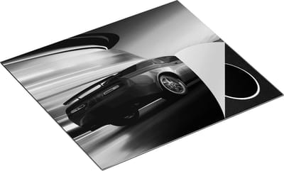 Chefcare Inductie Beschermer Rode Sportwagen Auto in de Stad - Zwart Wit - 60x50 cm - Afdekplaat Inductie - Kookplaat Beschermer - Inductie Mat