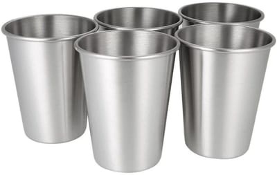 TOVBMUP RVS Beker - RVS Bekers - RVS Mokken - RVS Mok - Stapelbaar - Alternatief voor Wegwerp - Sterk & Duurzaam - 350 ml - Set 5 Stuks