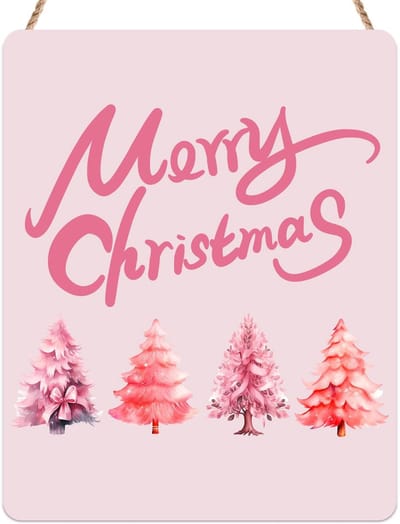Dailygoods- Kerstboom Wanddecoratie - Roze Kunstdruk - Kerstdecoraties - Esthetische Kamerversiering - Premium Materiaal - Meerdere keren te gebruiken - Kerstdecoratie