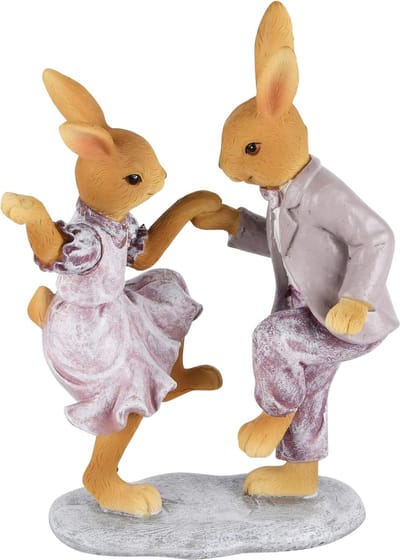 Dekoratief | Bunny koppel dansend, resina, 12x8x17cm | A230251