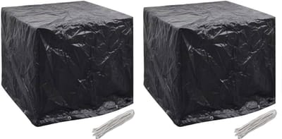 IBC Tank Cover 1000L - 2 Stuks - 116x100x120 cm - Zwart - UV-bestendige Beschermhoes voor Regenwaterton - Waterafstotend Afdekzeil met 8 Oogjes en Touw