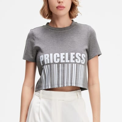 Typo print crop t-shirt