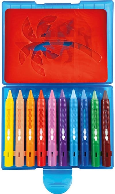 Eberhard Faber badkrijt - 10 stuks - inclusief 5 sjablonen - plastic bewaarbox - EF-524110