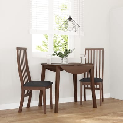 vidaXL Eetkamerstoelen met kussens 2 st massief hout rubber bruin