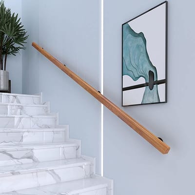 Trapleuning Hout - Veiligheidshandgreep - Veilig Lopen - Aanpasbare Lengte - Tot 600cm - Houtkleur