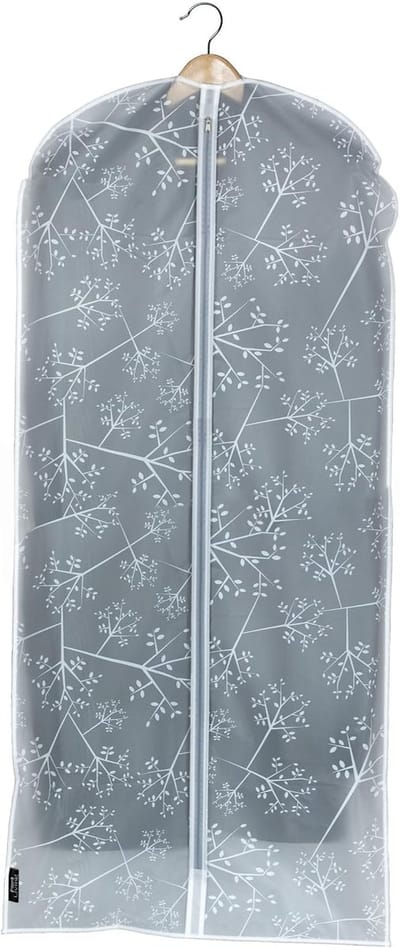 Kledinghoes Ademend - Beschermhoes Jurk - Kleding Opbergen - Wit Blad Design - 60 x 135 cm - Wit
