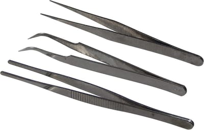 Modelbouw Tweezer Set - Precisie Tangen - Kleine Onderdelen Behandelen - Drie Verschillende Vormen - 3 Stuks - Zilver