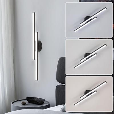plafondlamp - 58cm - Groot - dimbare LED - 17W - 3000K-6500K - met 2 lange strips lichtlamp - voor woonkamer slaapkamer keuken eetkamer