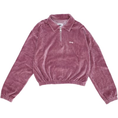 Enzo lichtgewicht damessweatshirt met hoge hals, kwartritspolo, speciale fleece lila krijt