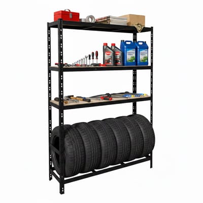 Bandenrek - voor 6 banden - 180 x 120 x 40 cm - 600 kg - zwart