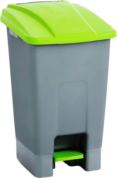 Grote afvalemmer met wielen en voetpedaal 70 liter