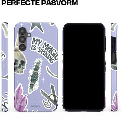 Casetastic hoesje geschikt voor Samsung Galaxy A16 - Dubbellaagse bescherming - Lila Paarse Hekserij Strong Magic Sterren Collage - Fashion Case - Lila Lichtgrijs Wit