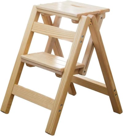 Houten Opstapje - Krukje Zolder - Veilig Reiken - Snel Opvouwbaar - 38x42x52cm - Afbeeldingskleur