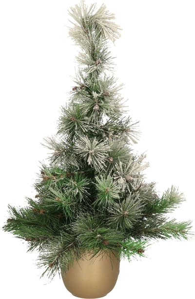 Everlands Kerstboom - kleine kunst kerstboom - H75 cm - keramiek pot goud