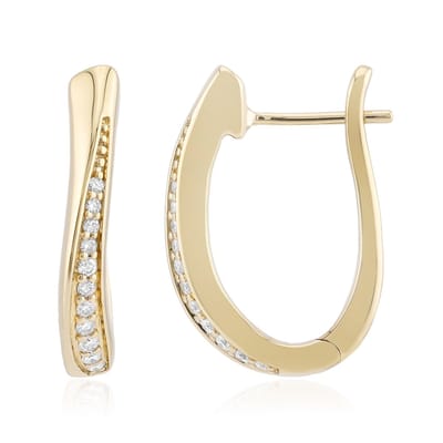 Cavill - Zilveren Oorbellen Goud Verguld - 0,153 ct I1 (G) Ronde Briljant Diamanten Pavé - Luxe Elegante Dames Oorbellen 20 mm