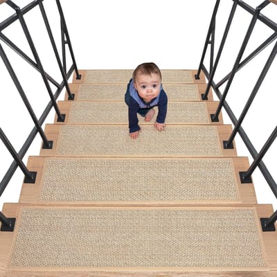 Antislip Trapmat voor Houten Trappen - Wasbare Trapbekleding voor Binnen, Kinderen en Huisdieren - 20 x 75 cm Beige