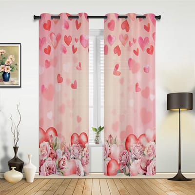 Valentijnsdag Rozen Liefde Raamgordijnen voor Woonkamer Slaapkamer Gordijn Modern Keuken Jaloezieën Drapes Gordijnen 135W x 60H(cm) x1