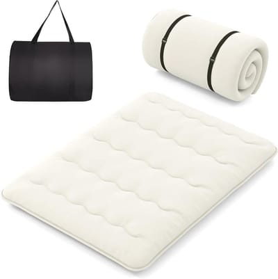 Japanse Futon Matras - Vloermat Tatami - Slaapcomfort Creëren - Opvouwbaar Met Draagtas - 90 x 200 cm - Beige