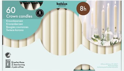 Bolsius - Kroonkaarsen - Ivoor - 60 stuks