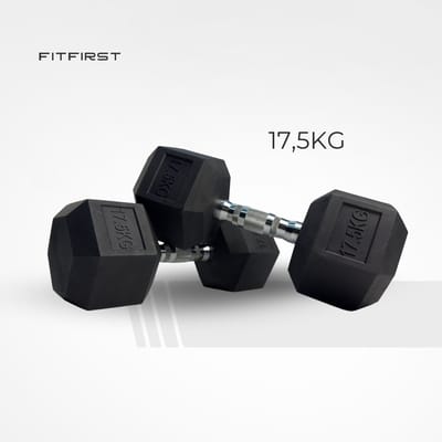 FitFirst® Hex Dumbbell 17,5KG | Stabiel en Stevig | Betrouwbaar | Voor Krachttraining | Fitness | Thuis Fitness | Sportschool Dumbells