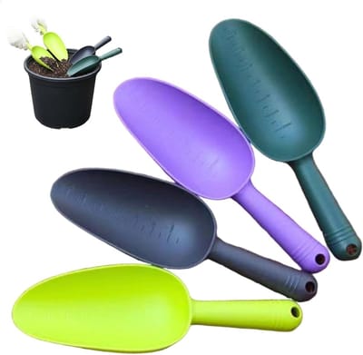 Kunststof Tuinschepjes - Kleine Schep - Tuinieren Planten - Met Meetschaal - 4 Stuks - Multicolor